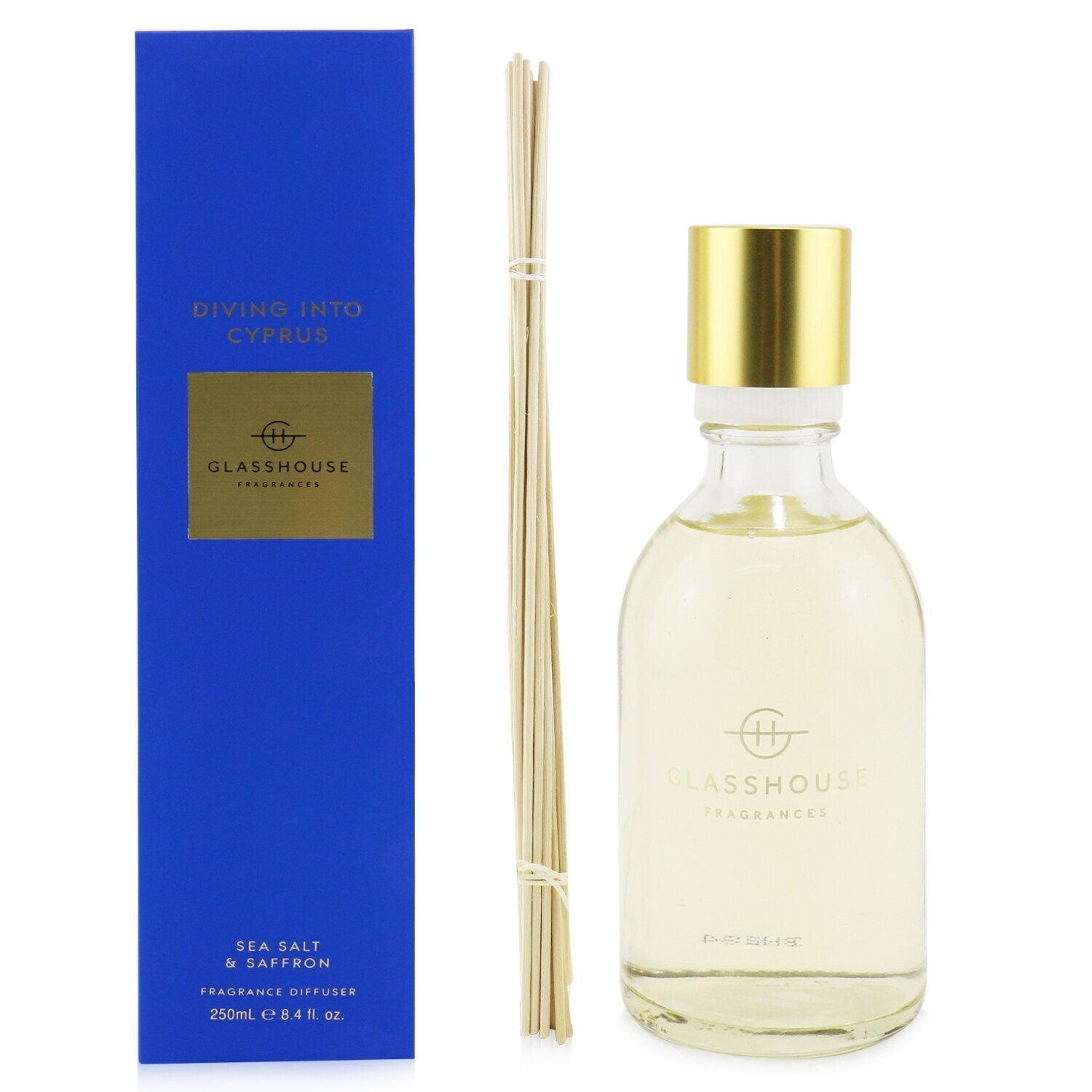 Glasshouse Diffuser - Diving Into Cyprus (Sea Salt & Saffron) 250ml/8.4oz