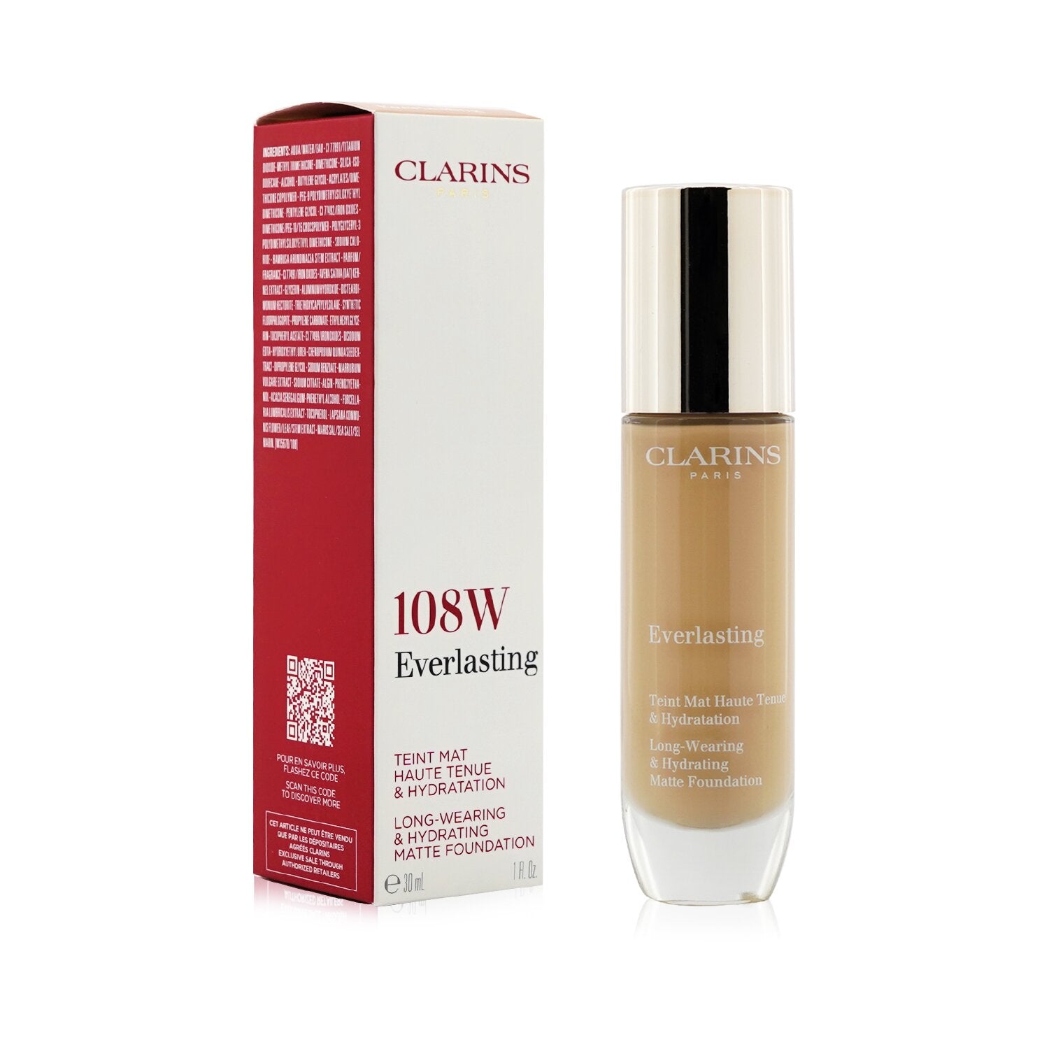 Clarins Everlasting Long Wearing & Hydrating Matte Foundation - # 108W Sand 30ml