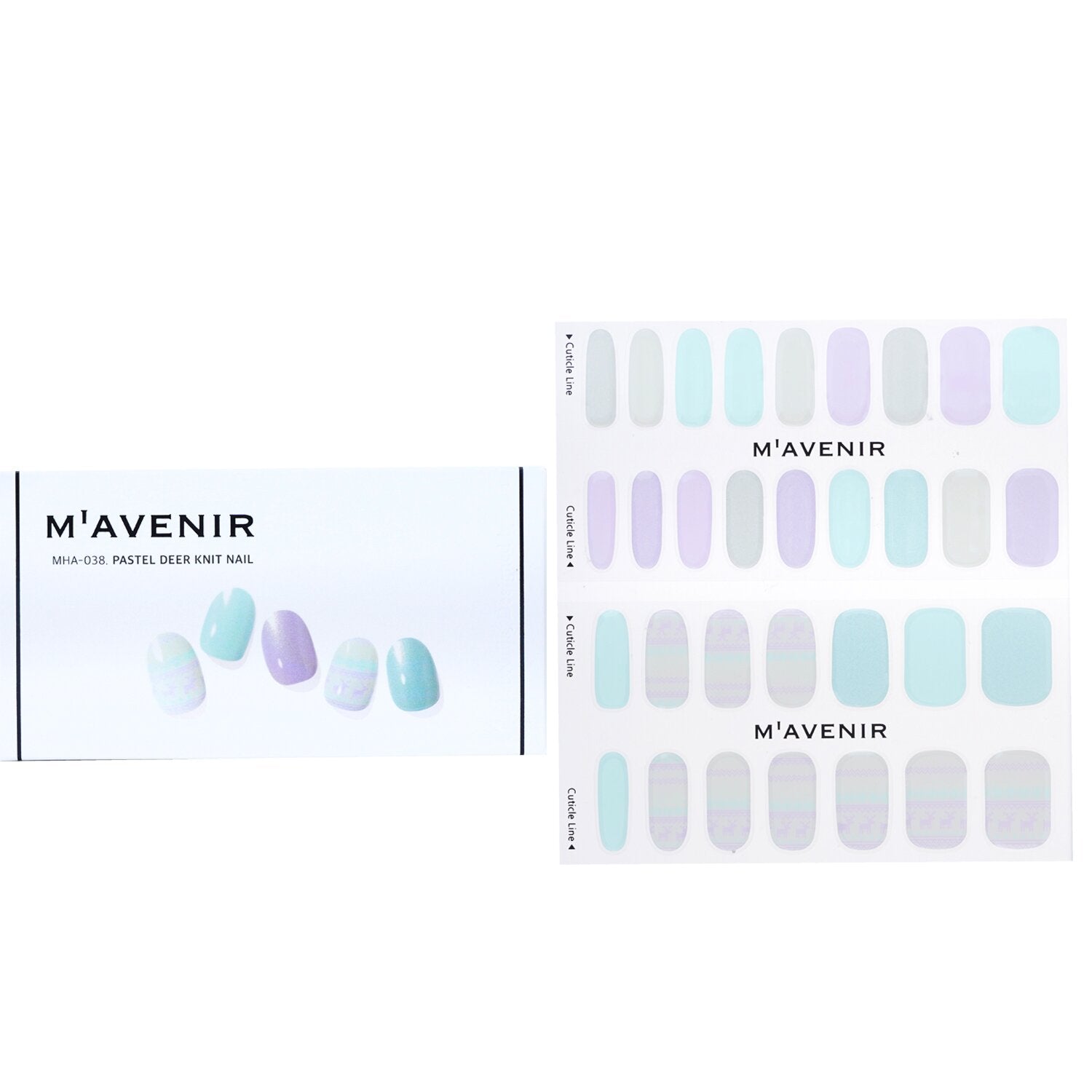 Mavenir Nail Sticker (Assorted Colour) - # Pastel Deer Knit Nail 32pcs