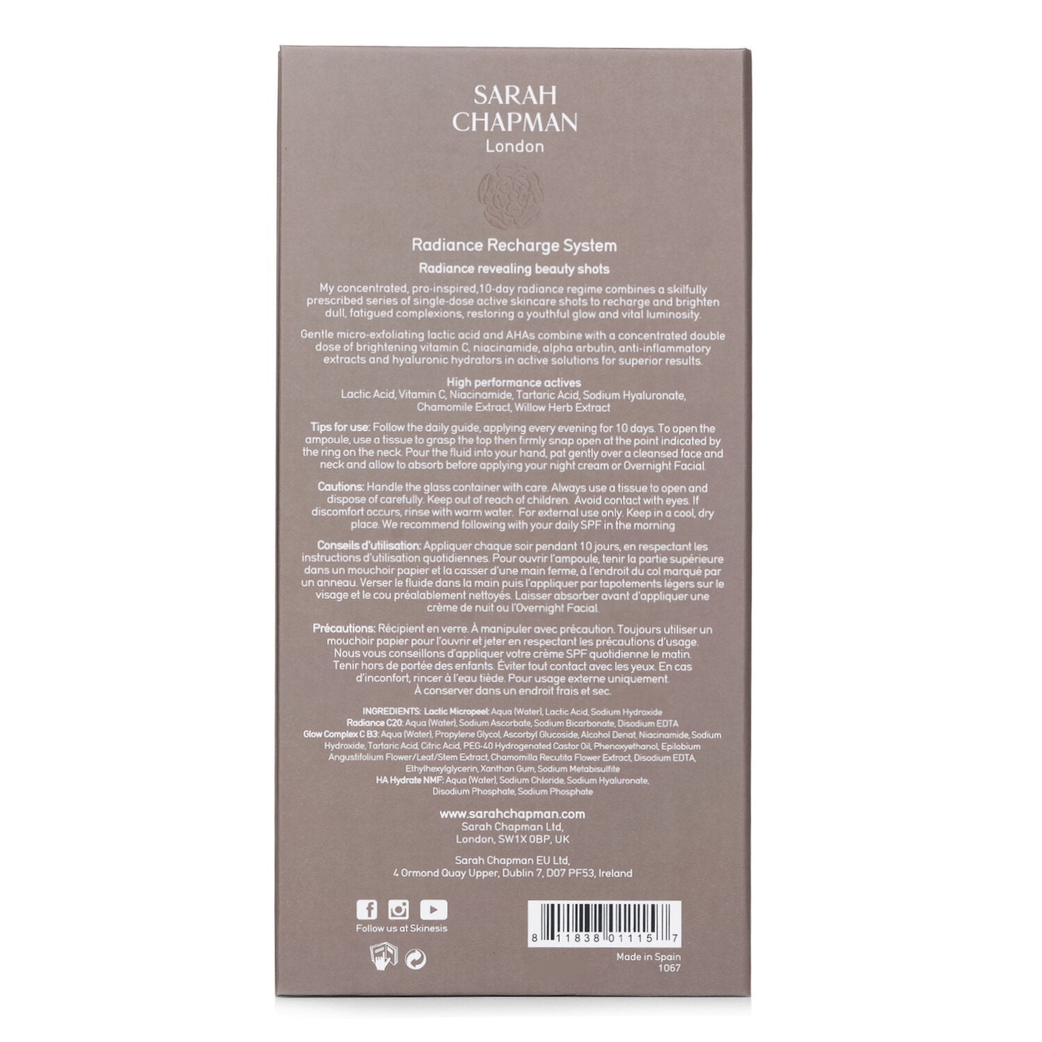 Sarah Chapman Skinesis Radiance Recharge System 10x1ml/0.03oz