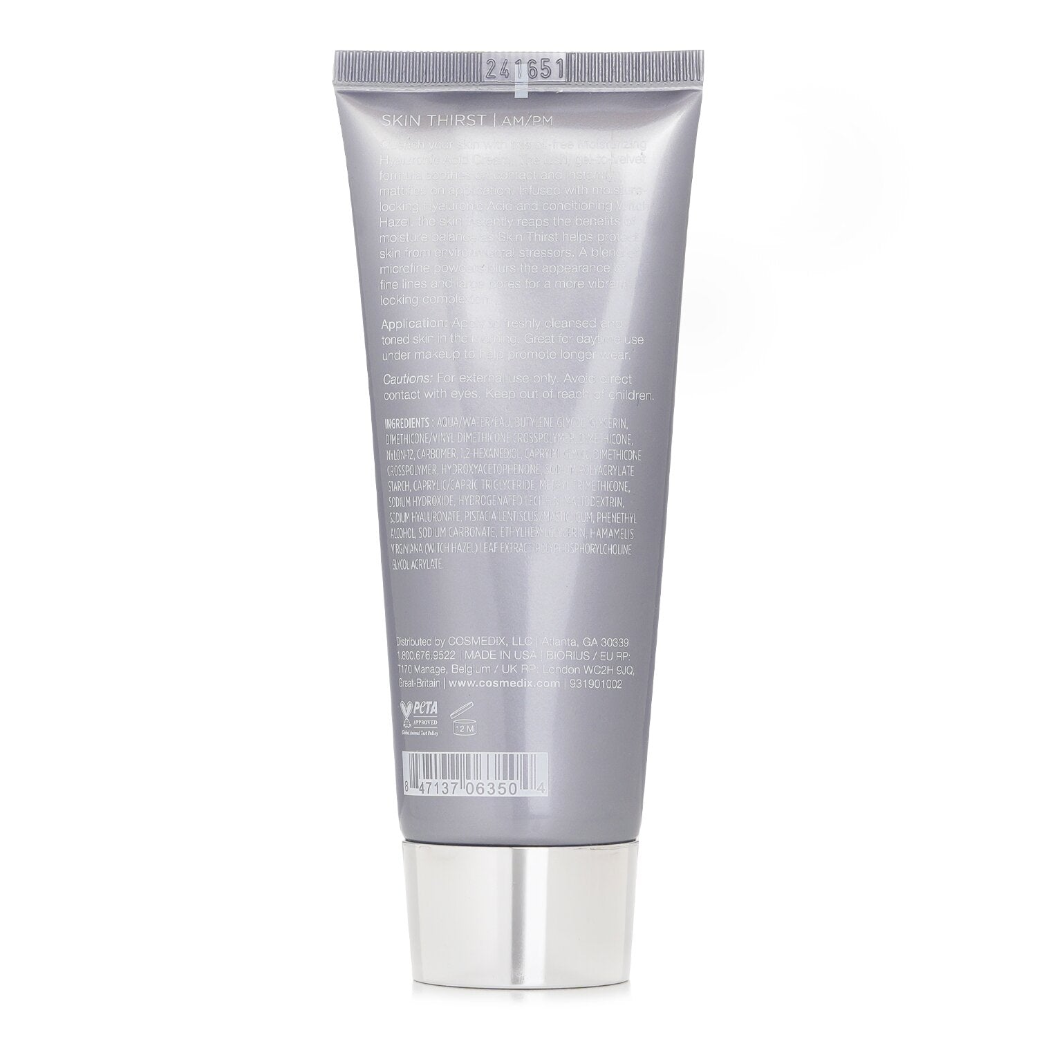 CosMedix Skin Thirst Moisturizing Hyaluronic Acid Cream 60g/2oz