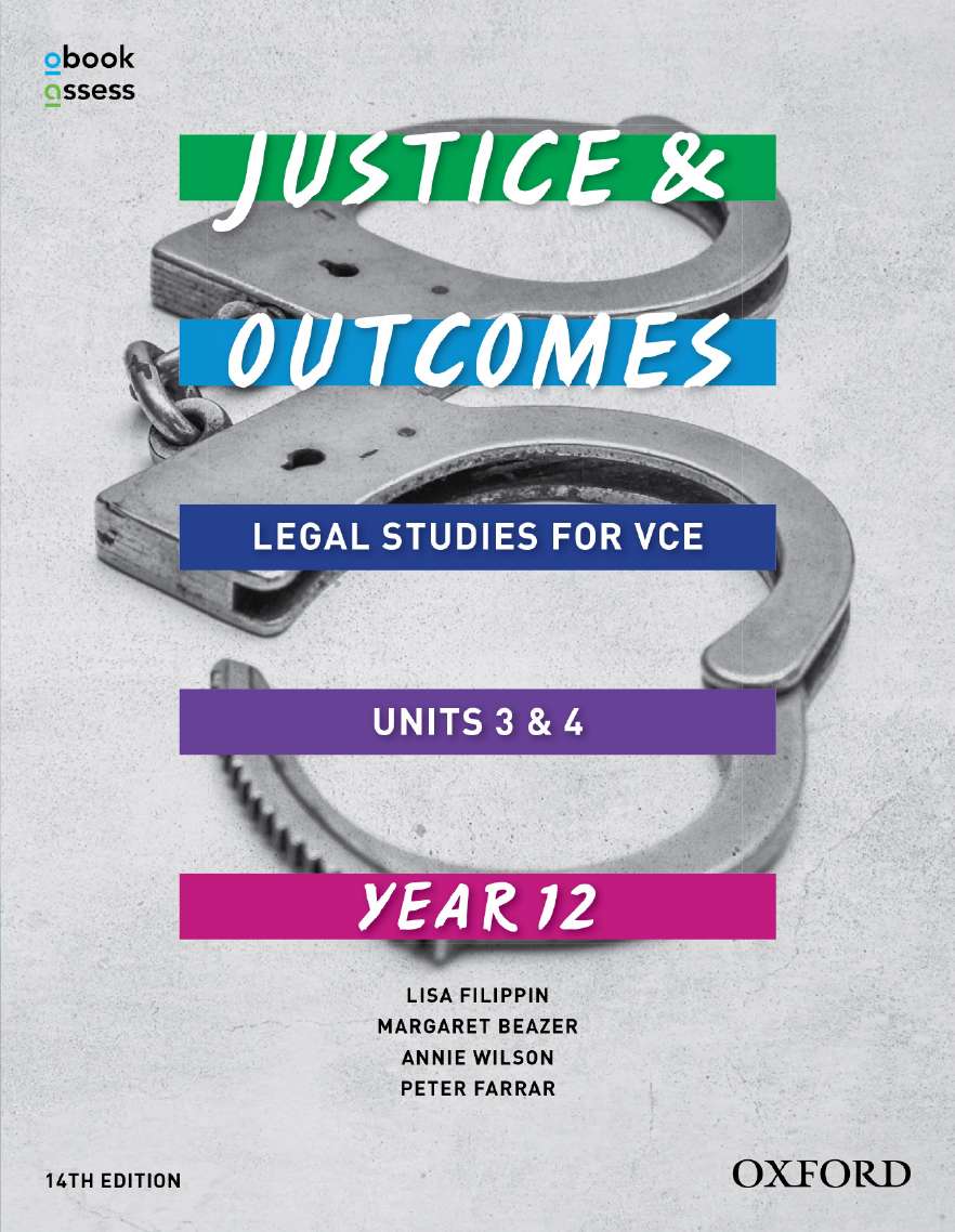 Justice and Outcomes VCE Legal Studies Unit 3&4 Student book + obook assess