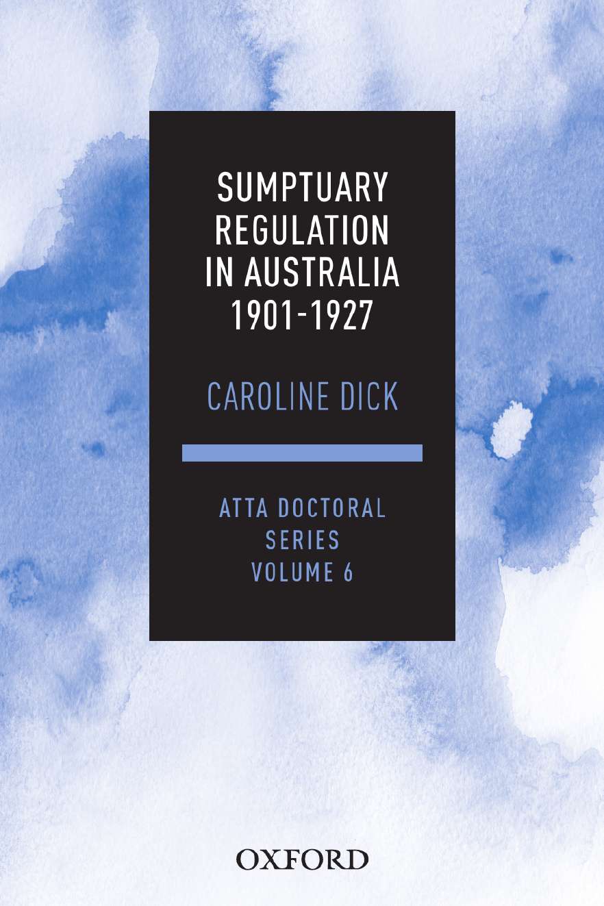 Sumptuary Regulation in Australia 1901-1927 eBook