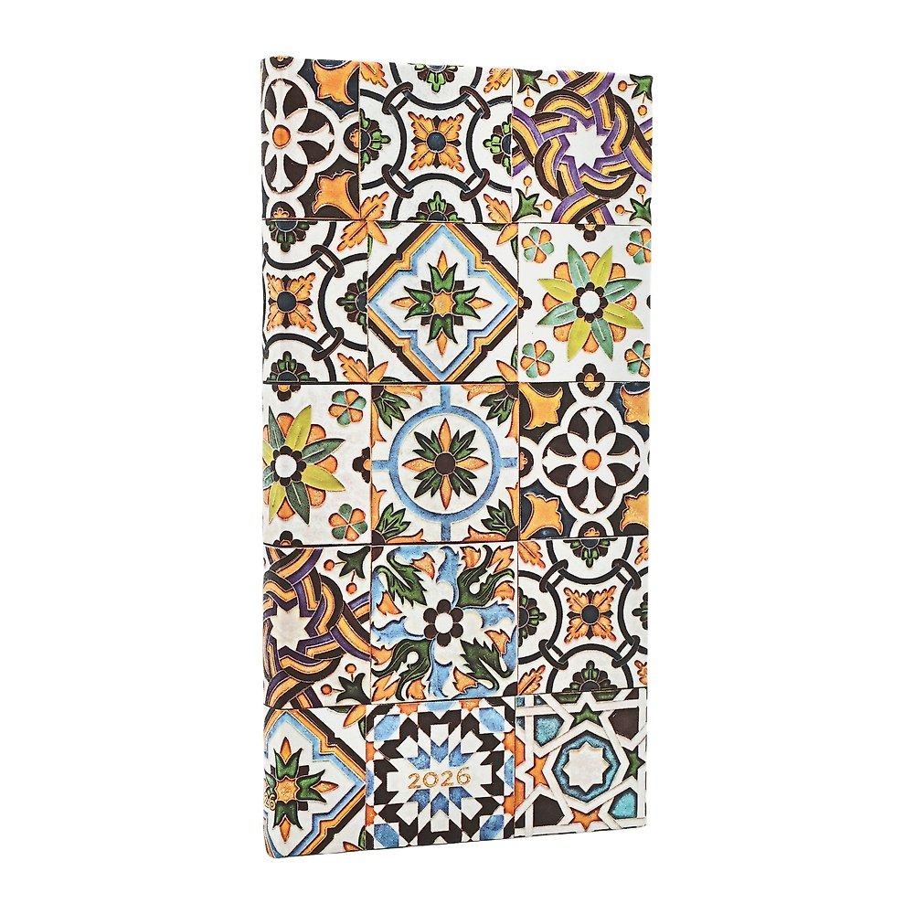 2026 Porto (Portuguese Tiles) Slim 12-month Horizontal Hardcover Flexi Dayplanne