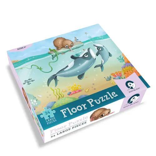 Kuwi Floor Puzzle - Maui Dolphin Mischief - by Kat Quin