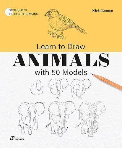 Learn to Draw Animals with 50 Models - Nature Book - by Niels Roman - Paperback