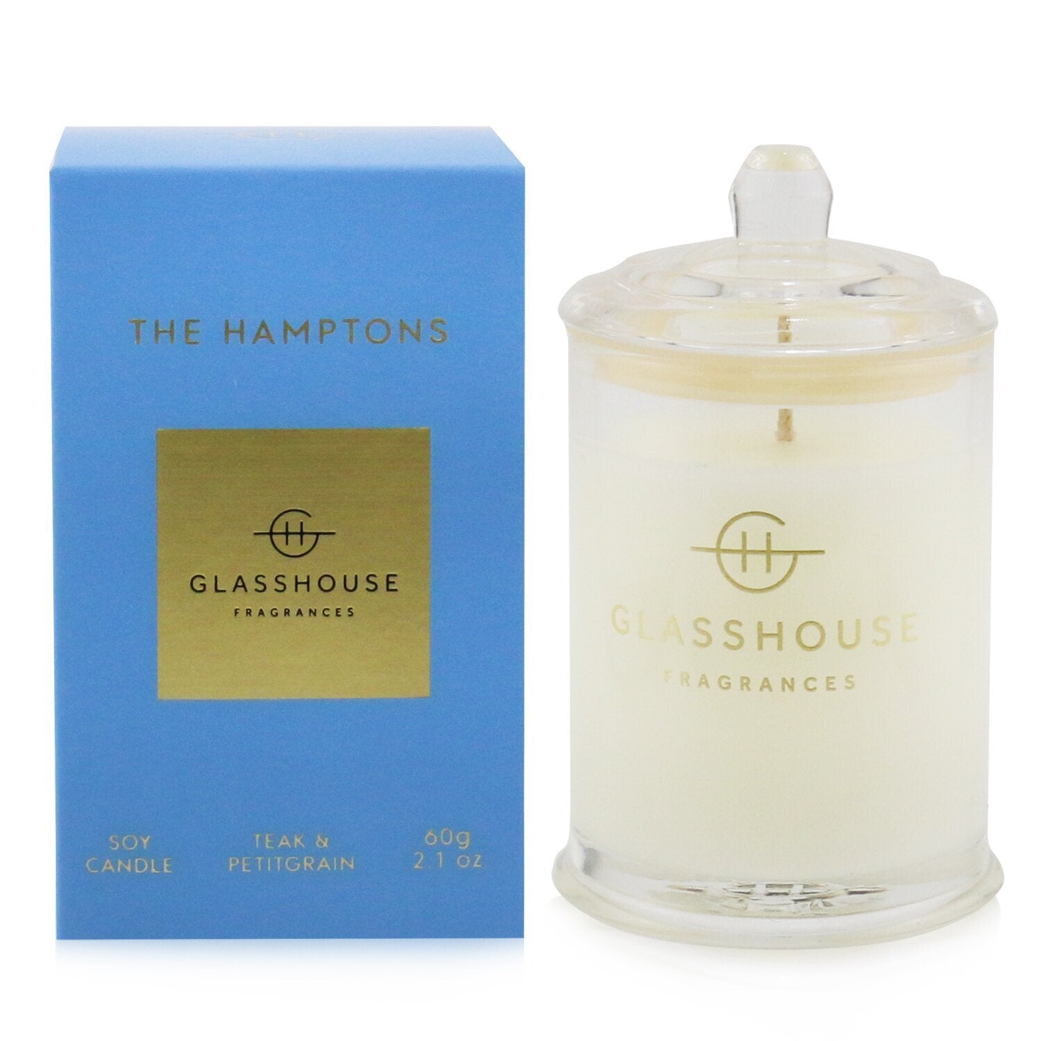 Glasshouse Triple Scented Soy Candle - The Hamptons (Teak & Petitgrain) 60g/2.1o