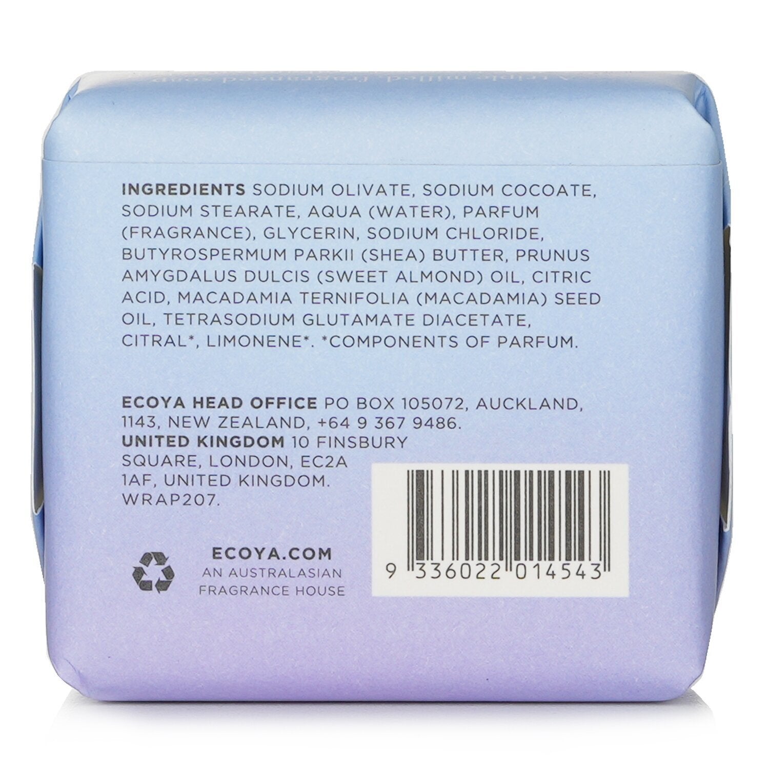 Ecoya Soap - Coconut & Elderflower  90g/3.2oz