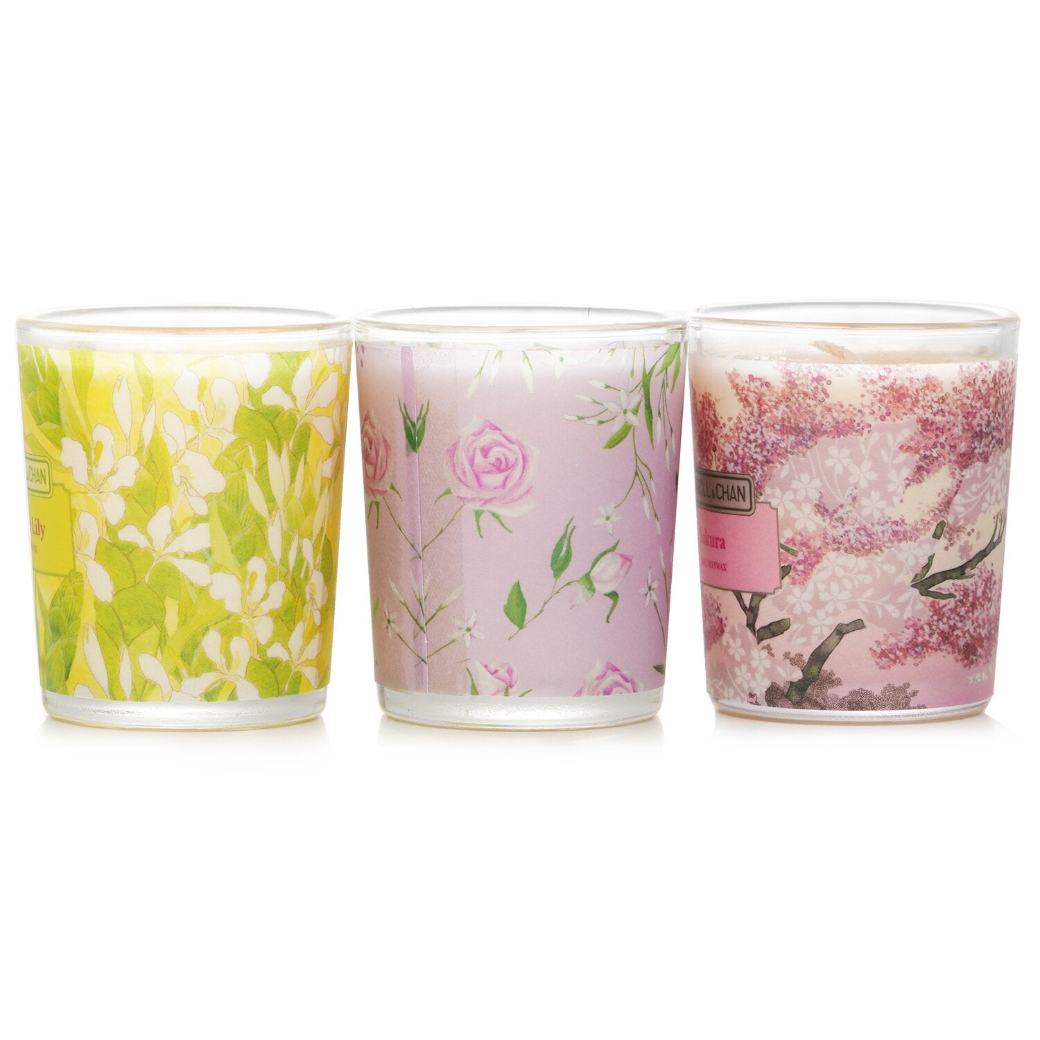 Carroll & Chan 3 Votive Set: Sakura, Jasmine, Rose & Cranberry, Ginger Lily 3pcs