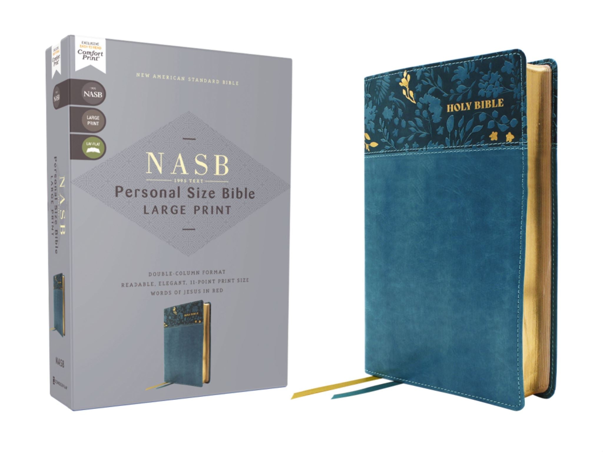 NASB, Personal Size Bible, Large Print, Teal, Red Letter, 1995 Text