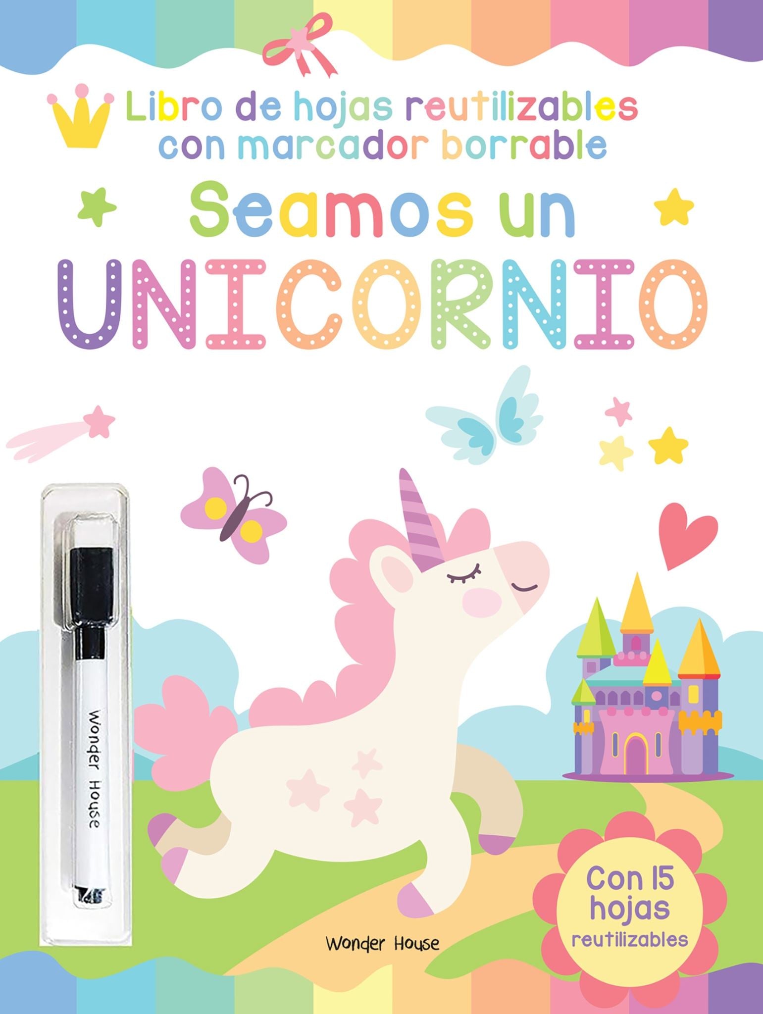 Reusable wipe and clean Let's be a Unicorn activity book - Spanish
