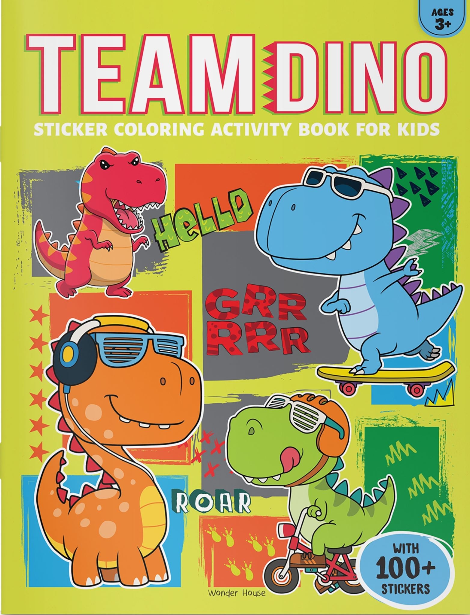 Team Dino Sticker Coloring Book For Kids