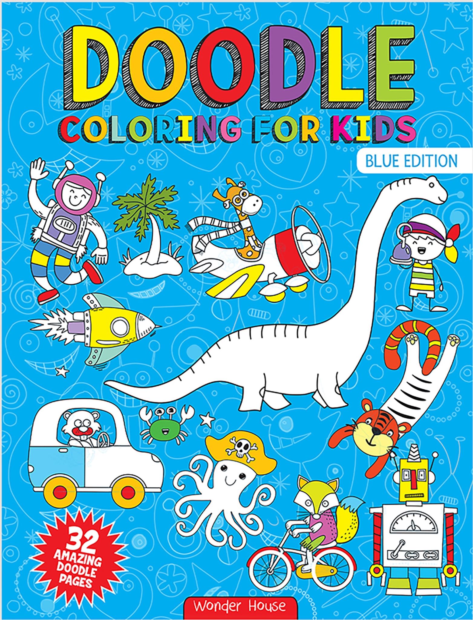 Doodle Coloring For Kids - Blue Edition