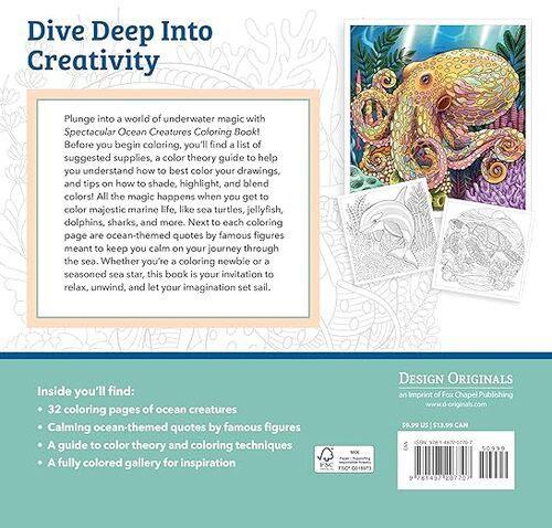 Spectacular Ocean Creatures Coloring Book - by Veronica Hue - Paperback